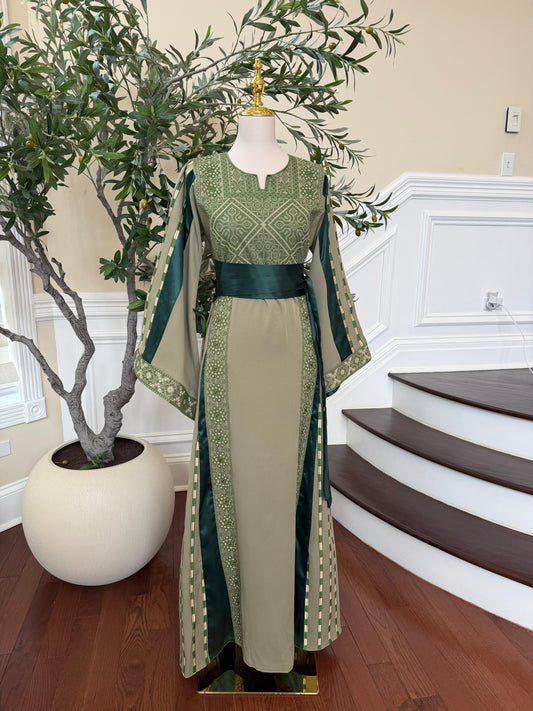 Olive Heritage Embroidery Tatreez Thobe