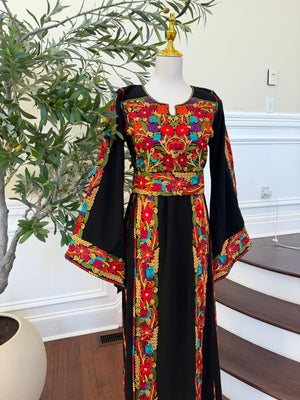 Black Embroidery Tatreez Thobe