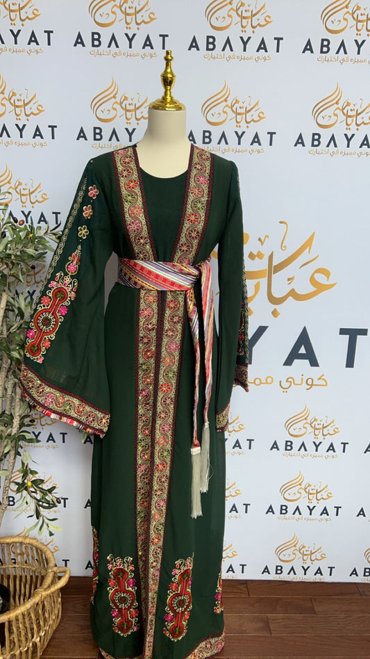 Green Tatreez Falahi Dress