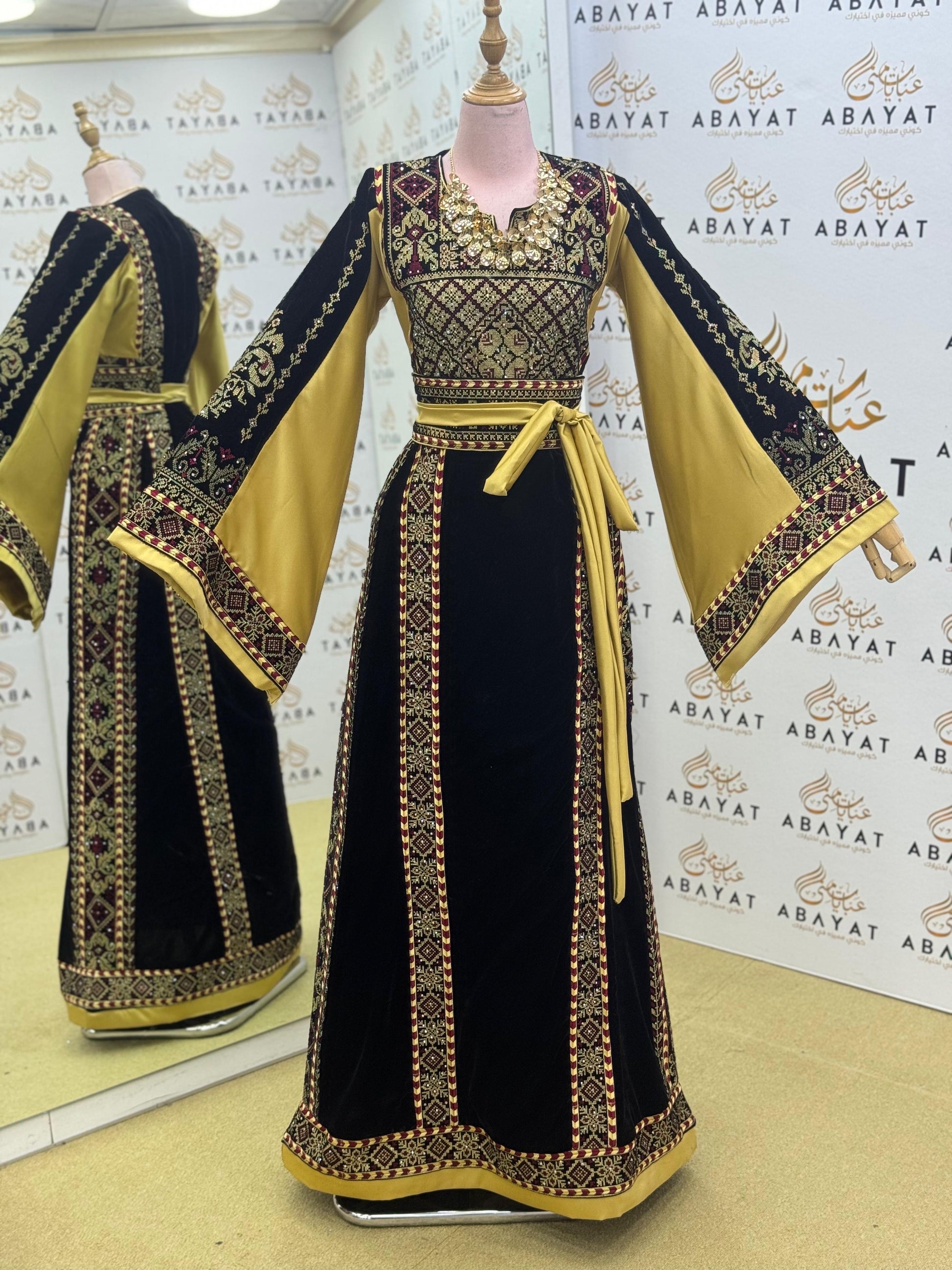 Premier Black and Yellow Velvet Thobe