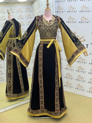 Premier Black and Yellow Velvet Thobe