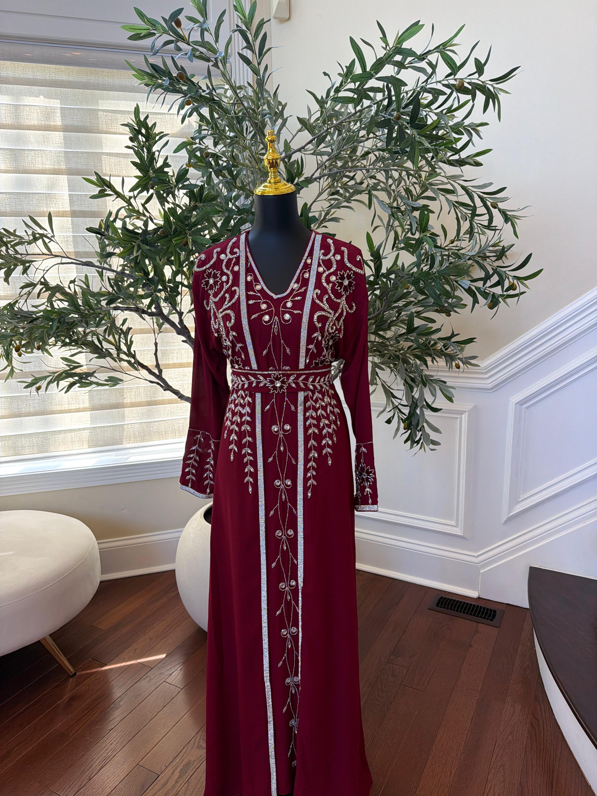 Royale Red Beaded Two Piece Kuftan
