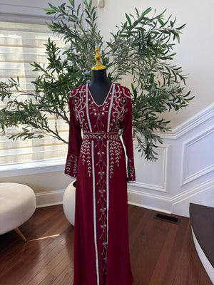 Royale Red Beaded Two Piece Kuftan