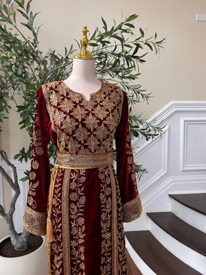 Golden Red Beaded Stone Thobe