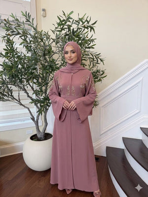 Blush Beaded Design Abaya