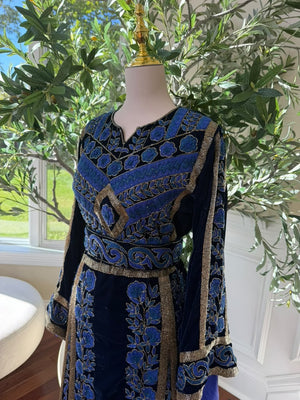 Royal Midnight Blue Embroidered Traditional Thobe (scarf not included)