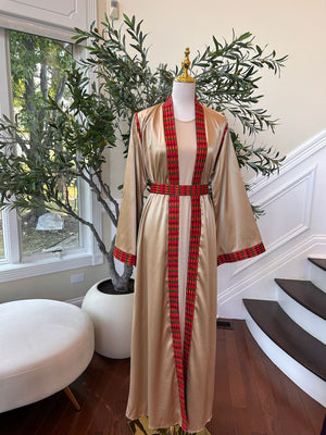 Golden Red Embroidery Tatreez Thobe