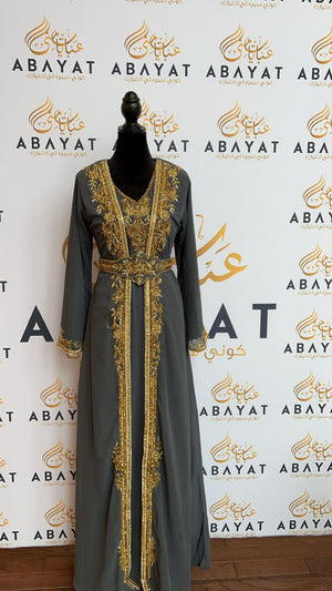 Luxurious Grey and Gold Kuftan #8097721