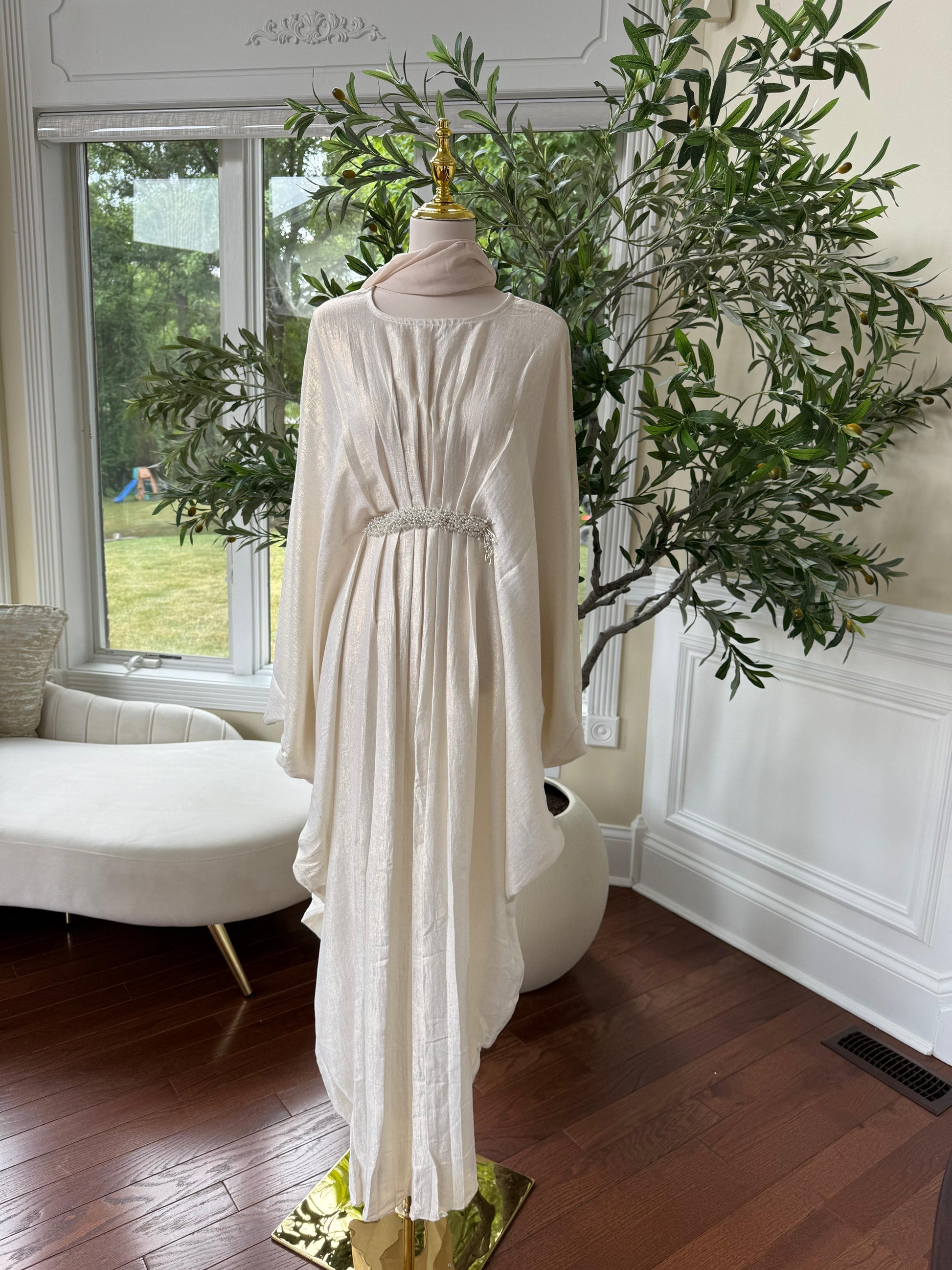 Butterfly Cream Abaya