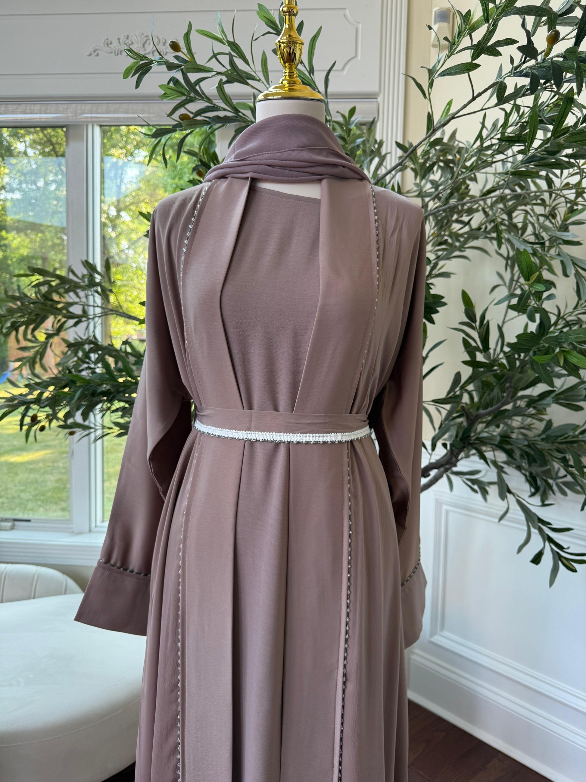 Light Muave Cardigan Abaya