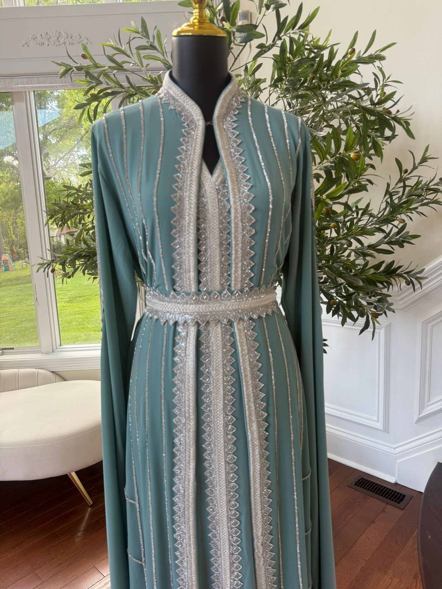 Elegant Mint Blue Kuftan