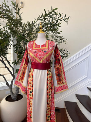 Cream Embroidery Tatreez Thobe