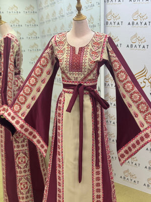 Embroidery Burgundy Tatreez Thobe