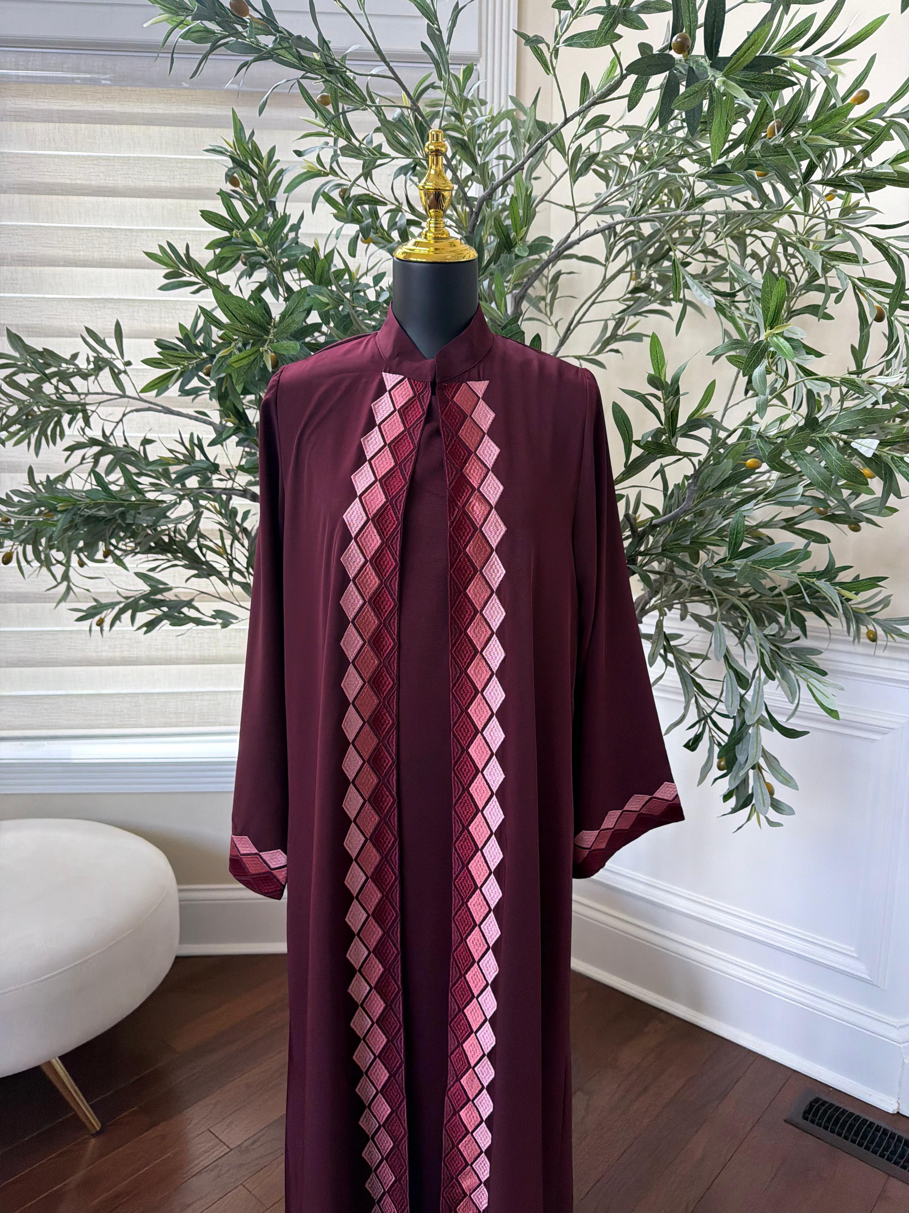 Red Two Piece Cardigan Abaya