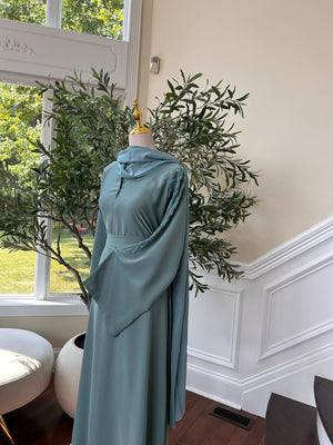 Mint Blue Sleeve Charm Abaya