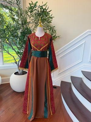Brown Embroidery Elegance Tatreez Thobe