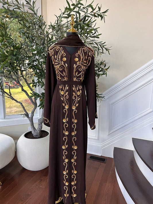 Brown Golden Detail Abaya