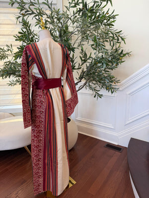 Cream Embroidery Tatreez Red Thobe