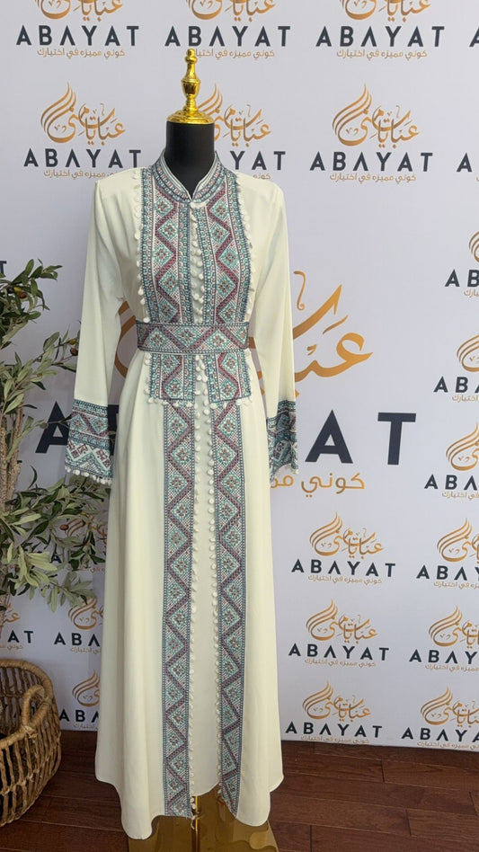 White Tatreez Charm Abaya