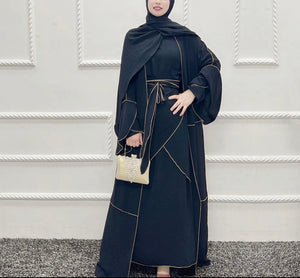 Timeless Elegance: Solid Color Abaya with Edgy Open Design