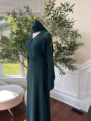 Green Sleeve Charm Abaya