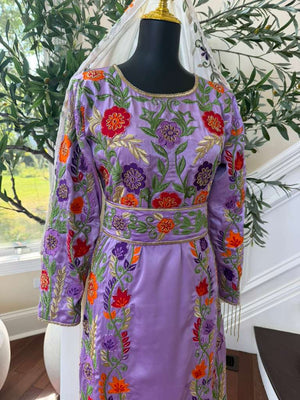 Lavender Floral Beaded Stone Thobe