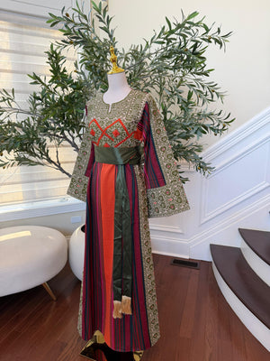 Olive Majesty Majdalawi Embroidered Tatreez Thobe