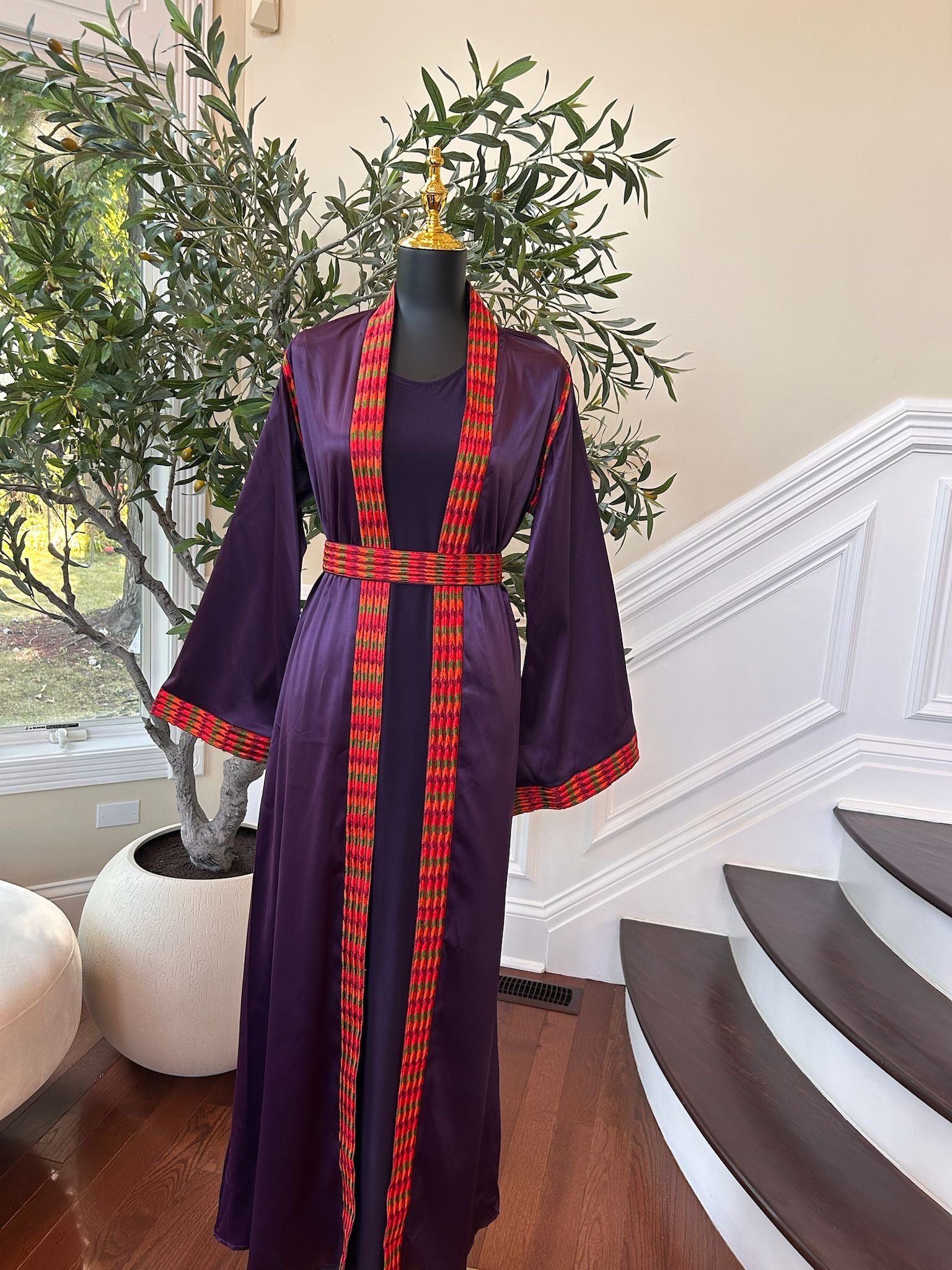Elegant Purple Tatreez Two Piece Thobe