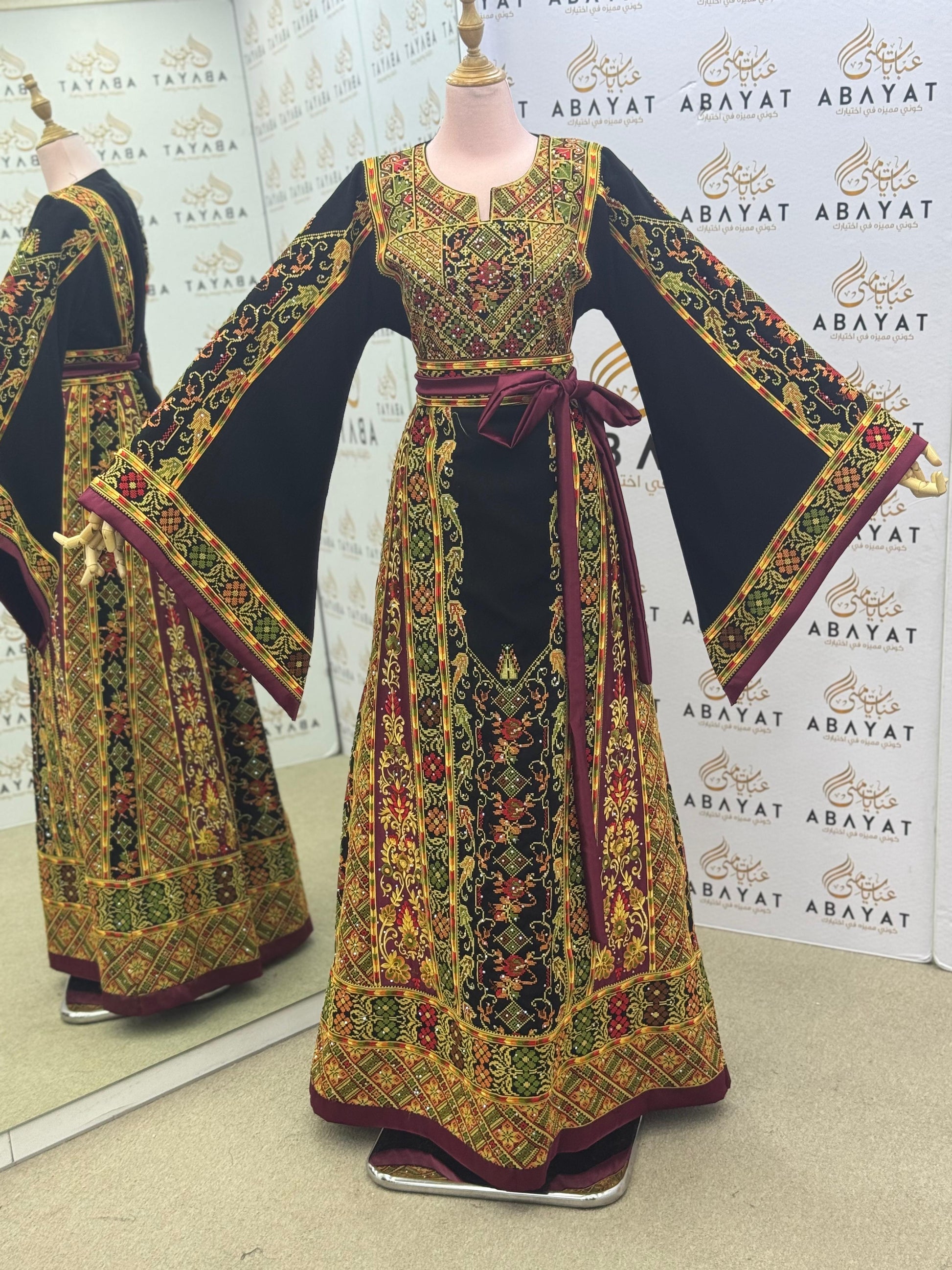 Royal Black & Burgundy Palestinian Tatreez Thobe