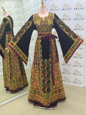 Royal Black & Burgundy Palestinian Tatreez Thobe