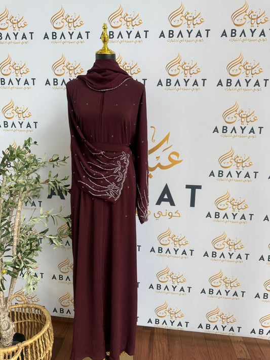 Elegant Red Beaded  Abaya
