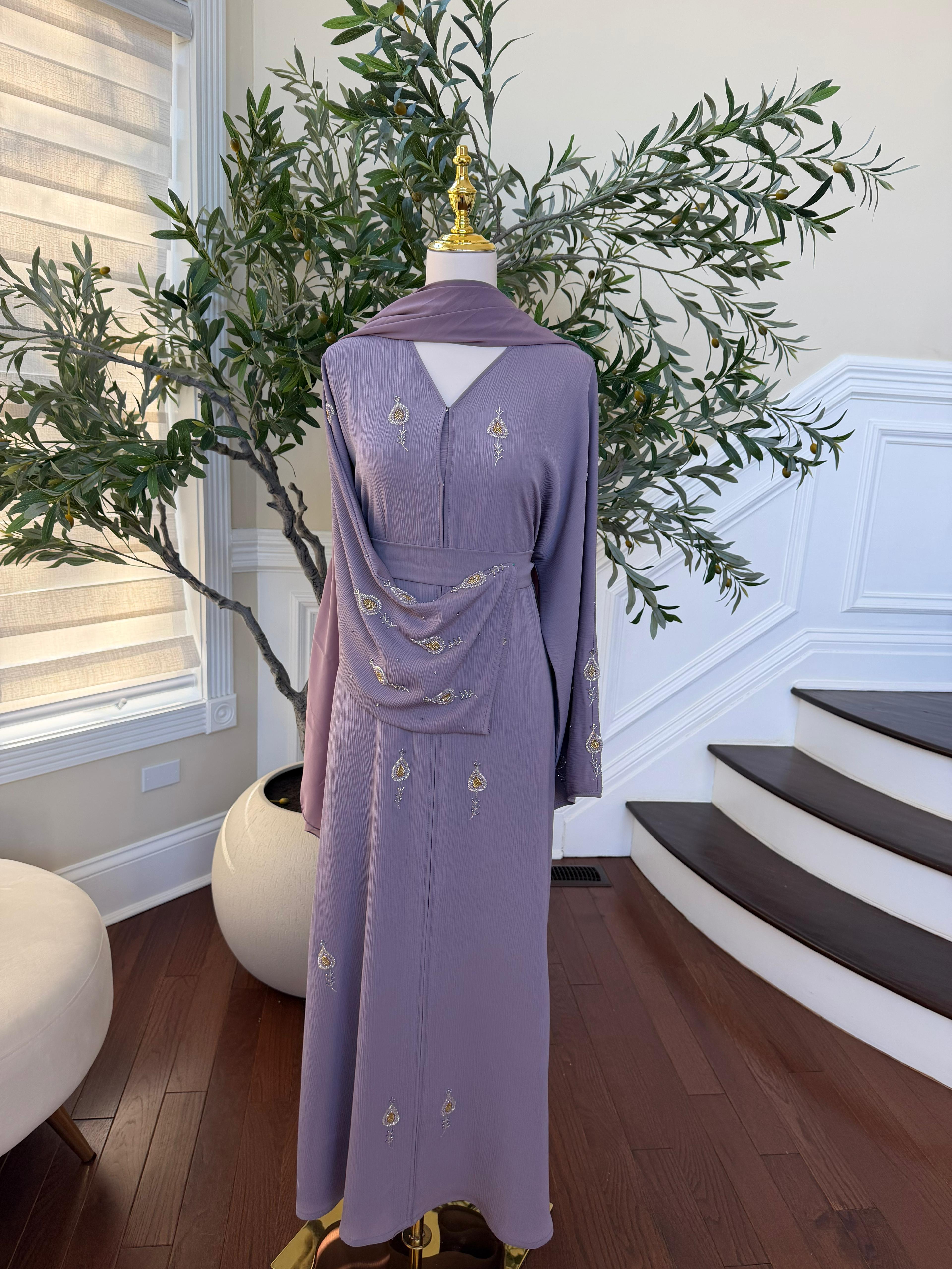 Lavender Essence Beaded Abaya