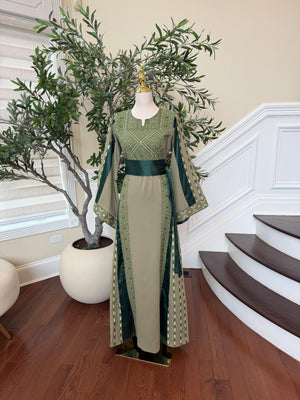 Olive Heritage Embroidery Tatreez Thobe