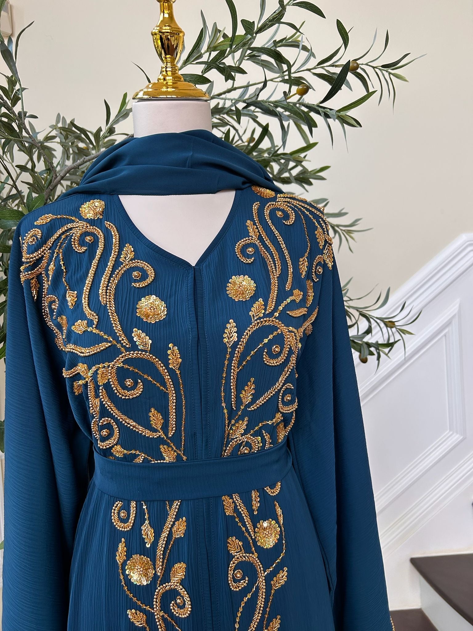Turquoise Golden Essence Abaya