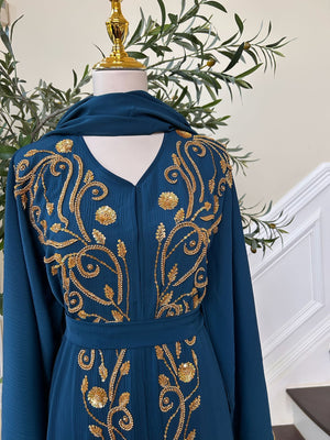 Turquoise Golden Essence Abaya