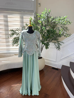 Elegant Mint Green Embellished Gown