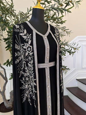 Black Floral Design Elegance Kuftan