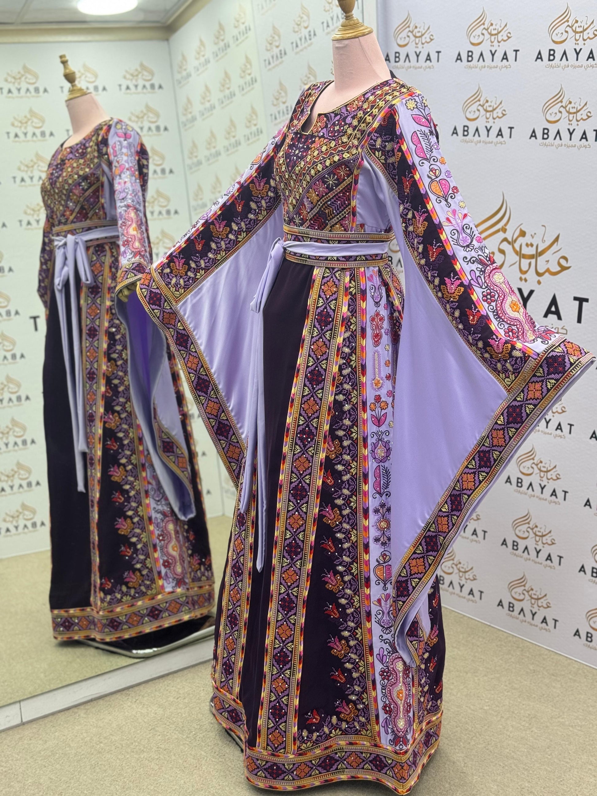 Purple & Lilac Palestinian Embroidered Thobe – Elegant Tatreez Occasion Dress 09042025