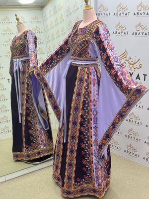 Purple & Lilac Palestinian Embroidered Thobe – Elegant Tatreez Occasion Dress 09042025