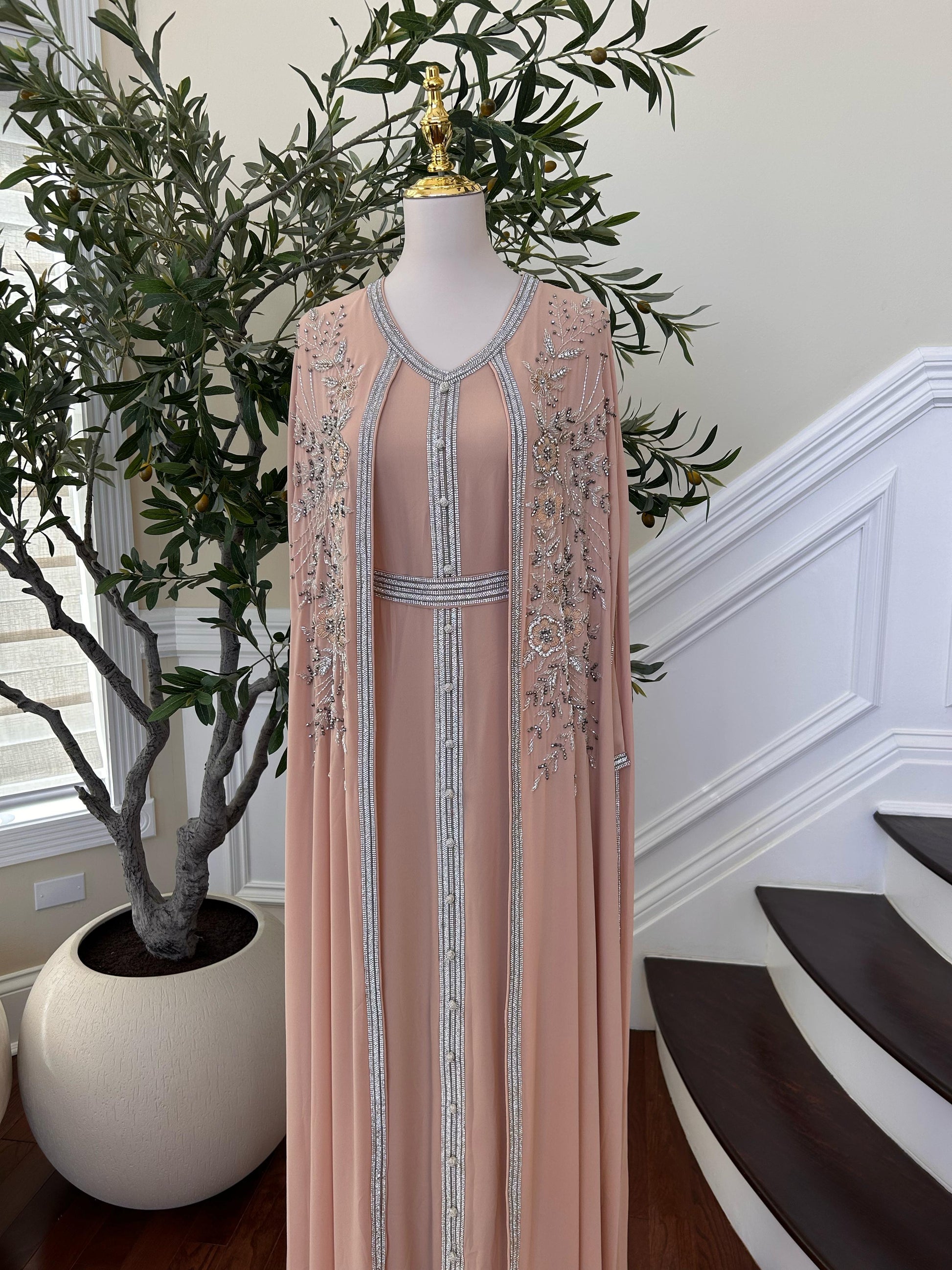 Peach Floral Royale Kuftan