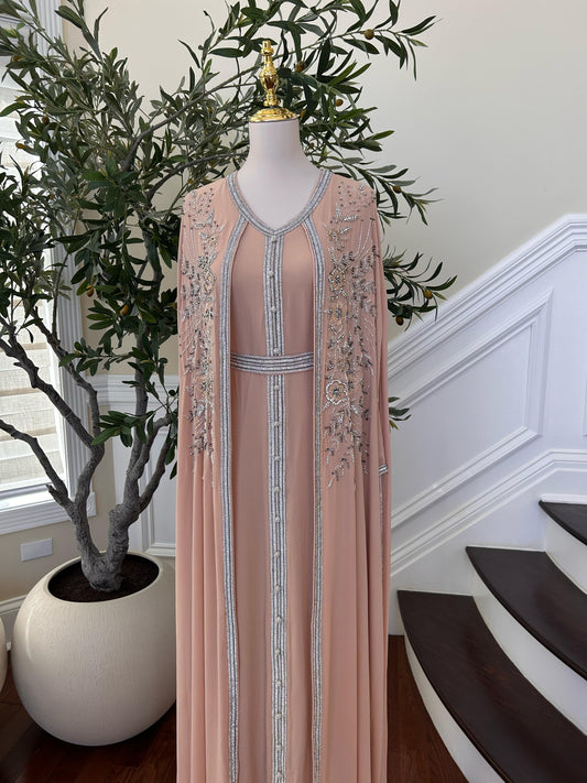 Peach Floral Royale Kuftan