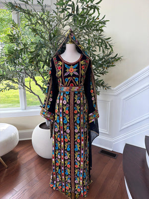 Black Beaded Stone Embroidered Thobe