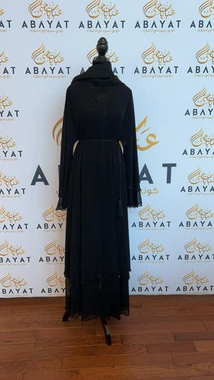 Stunning Black Ruffled Stone Abaya