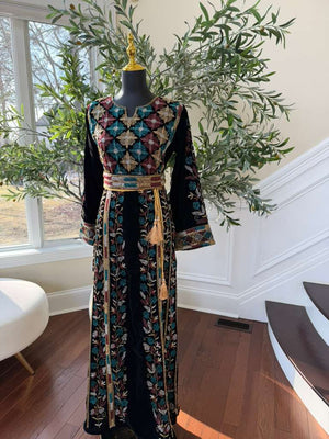 Black Velvet Beaded Stone Thobe