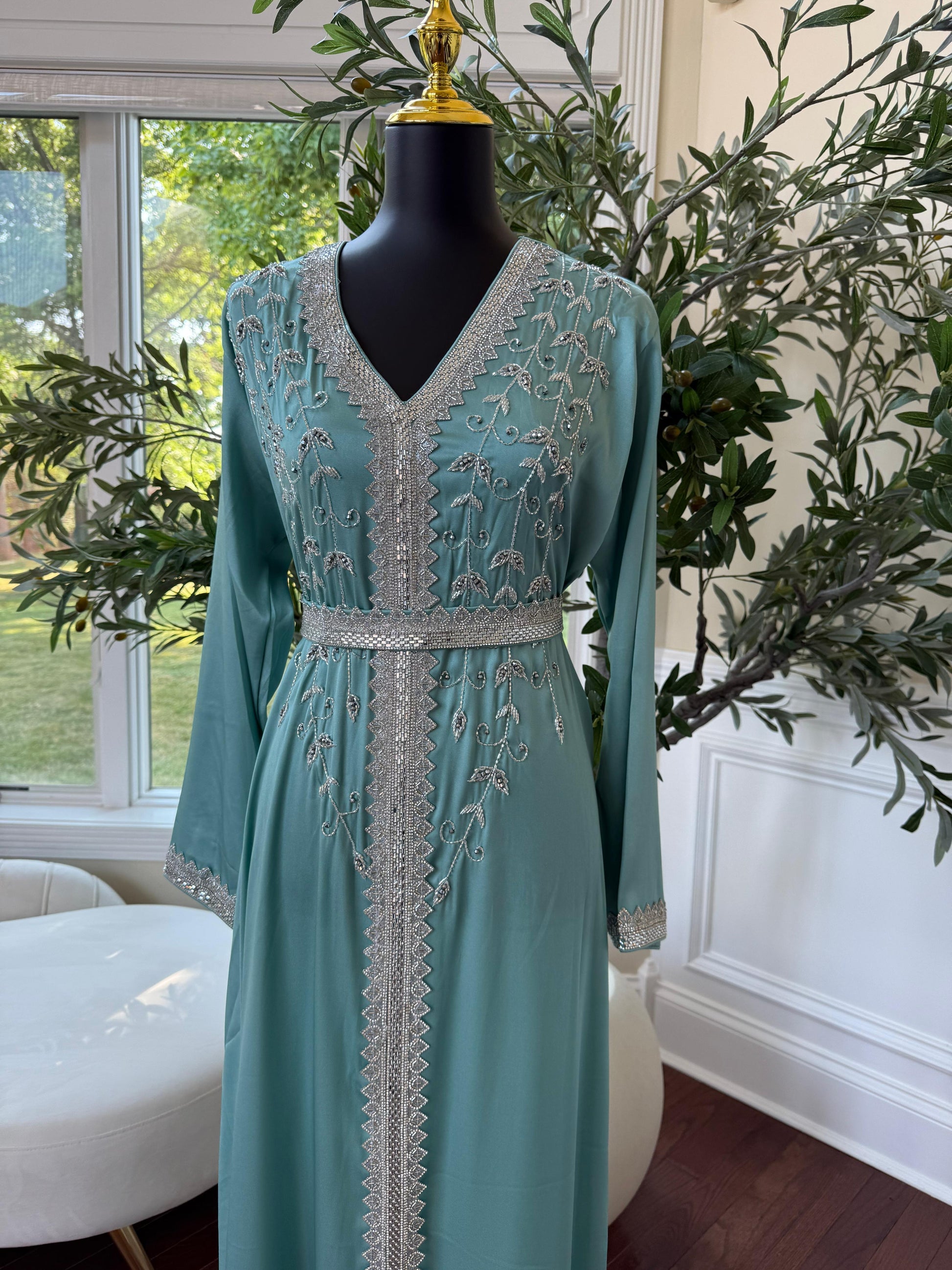 Mint Blue Floral Essence Kuftan