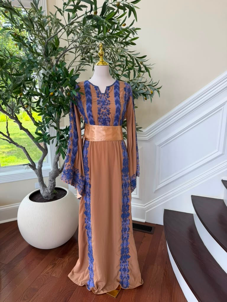 Peach Royale Blue Beaded Thobe