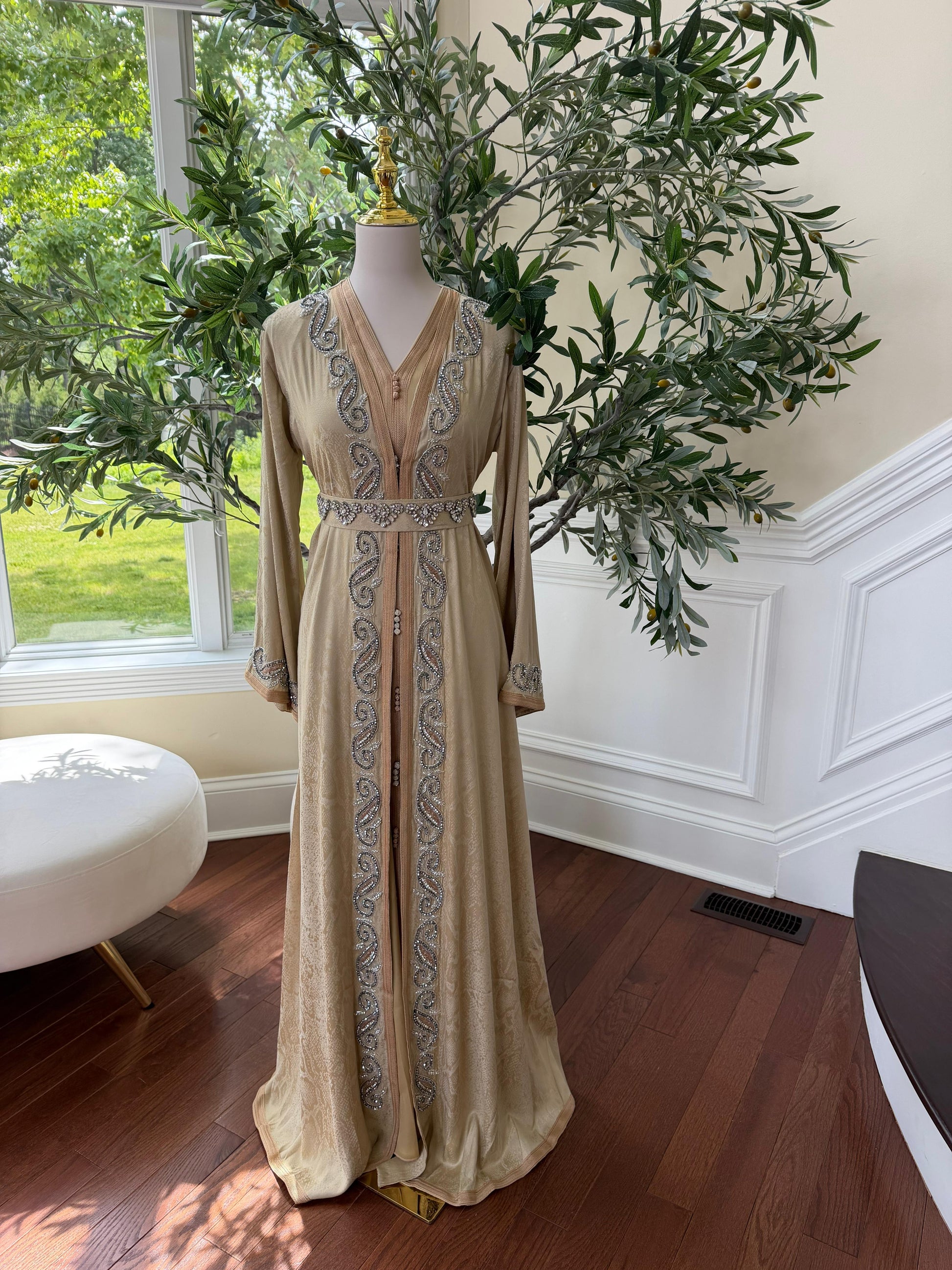 Yellow Beaded Elegance Kuftan