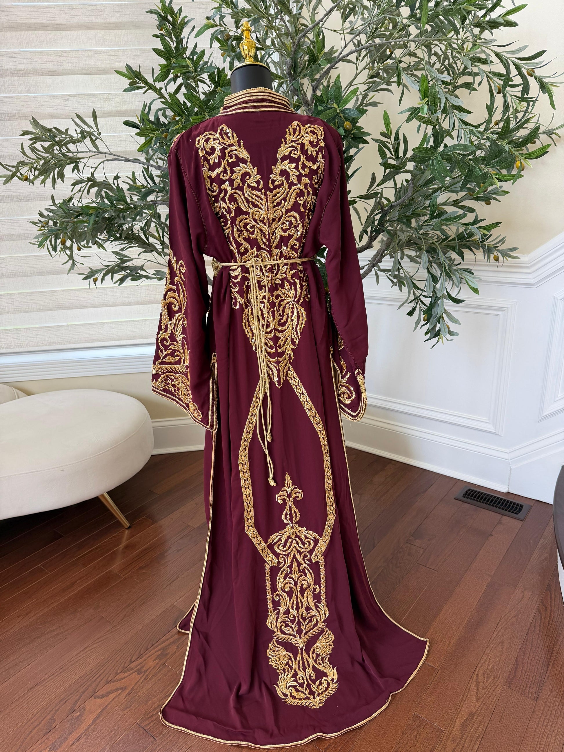 Burgundy Golden Essence Kuftan