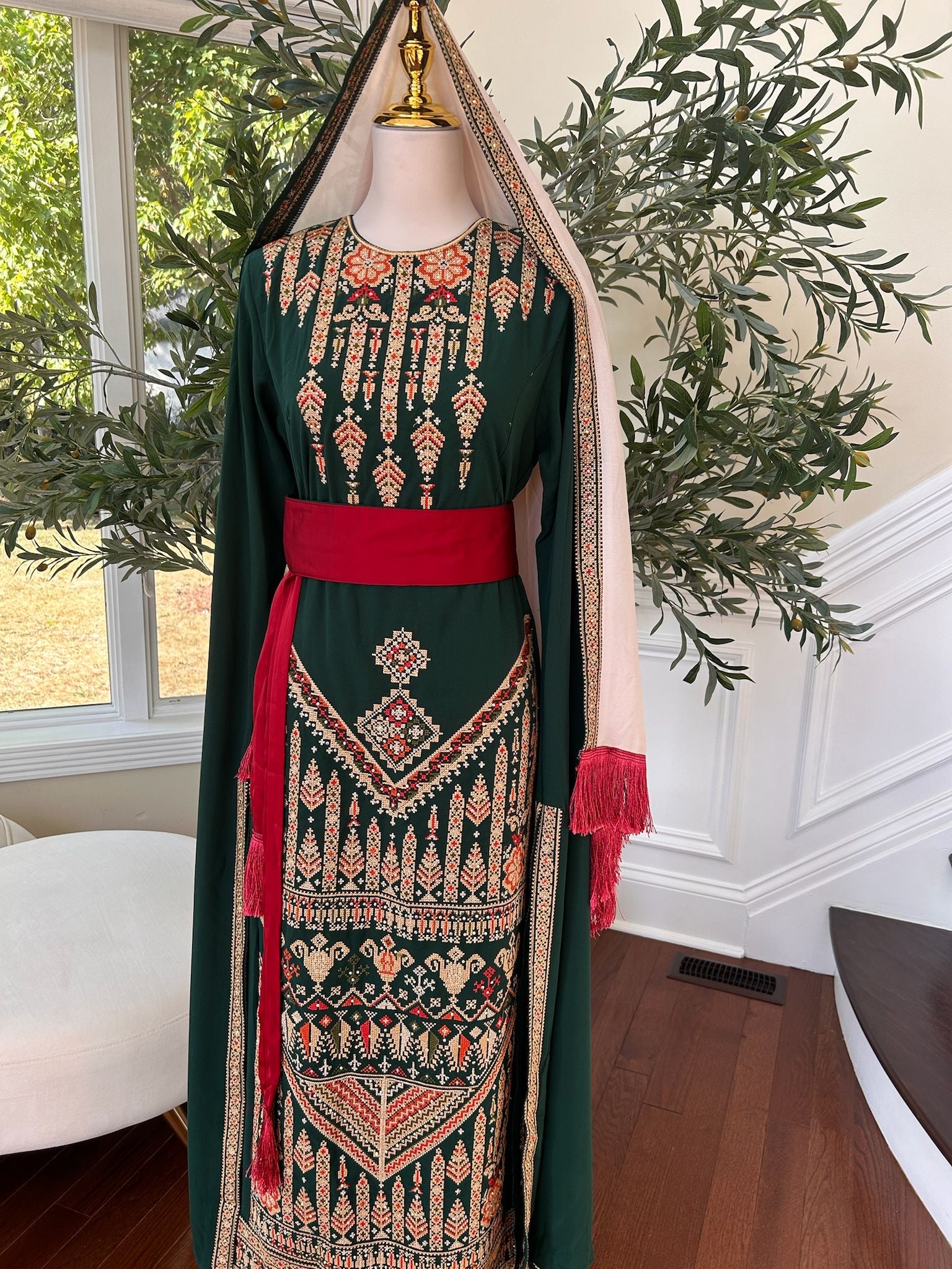 Embroidery Royal Tatreez Green Thobe