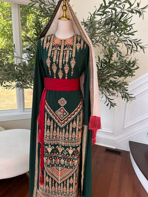 Embroidery Royal Tatreez Green Thobe